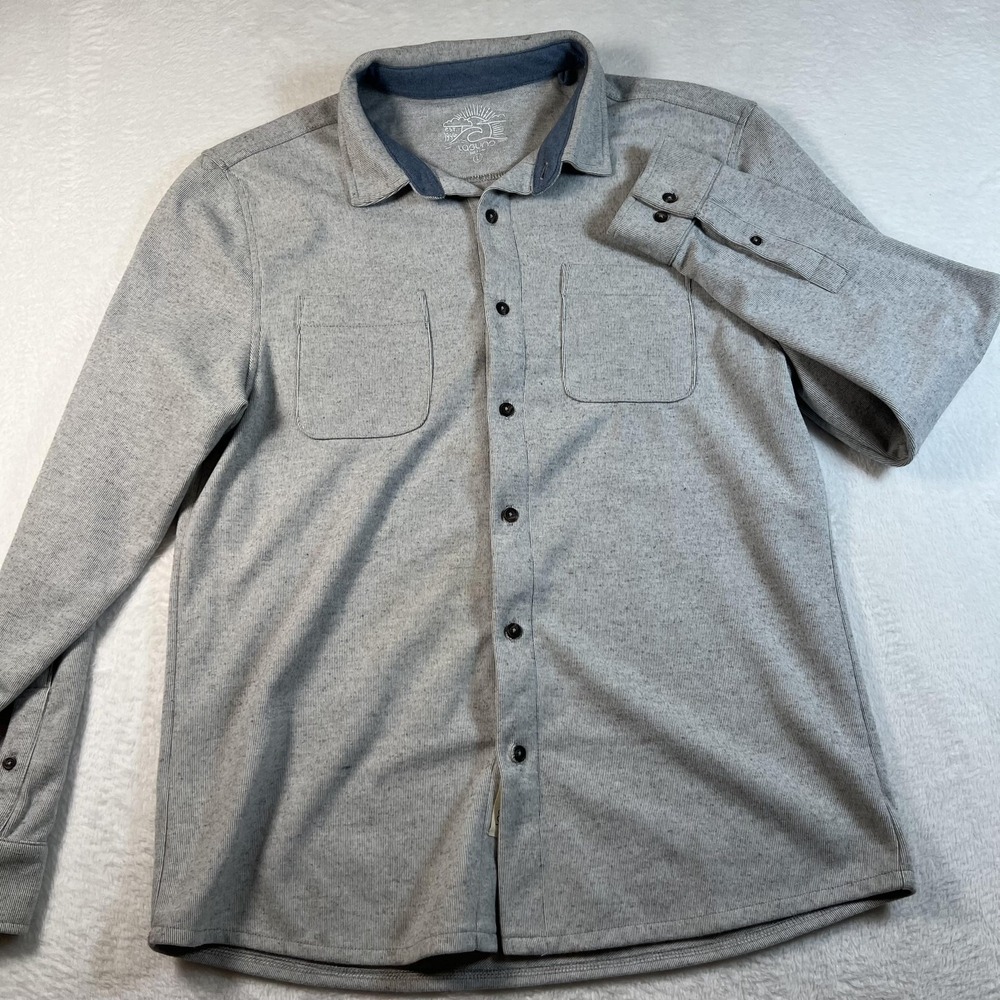 Laguna Shirt‎ Mens Large Gray Stripe Long Sleeve Jersey Button Up Pockets Casual